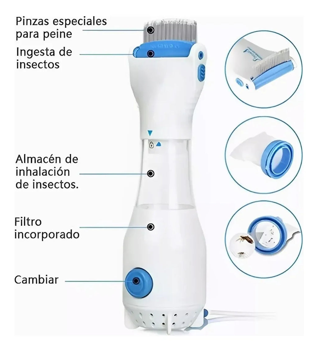 PEINE ELECTRICO ASPIRADORA PARA ELIMINAR PIOJOS Y LIENDRES