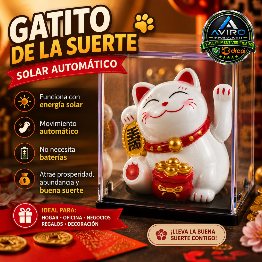 MANEKI N GATITO DE LA SUERTE SOLAR BLANCO