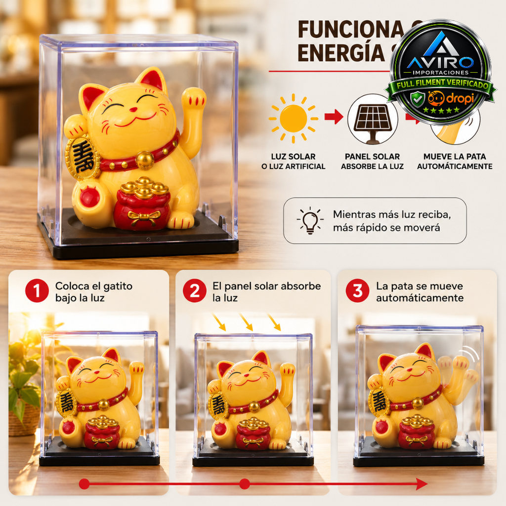 MANEKI N GATITO DE LA SUERTE SOLAR BLANCO