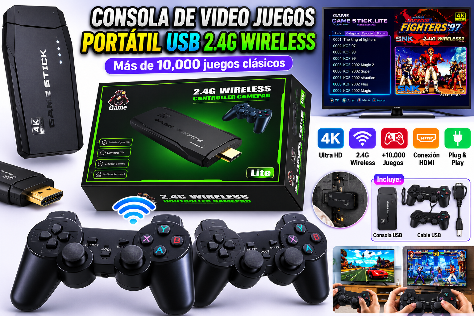 🎮🕹️ CONSOLA DE VIDEOJUEGOS RETRO 4K INALÁMBRICA 🕹️🎮